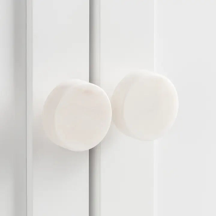 White Marble Set of 6 Drawer Knobs