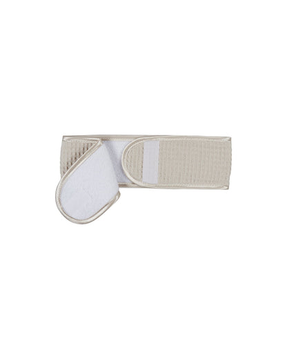 Stone waffle headband by Chalk, designed for convenience during skincare routines, makeup removal, and keeping hair back.