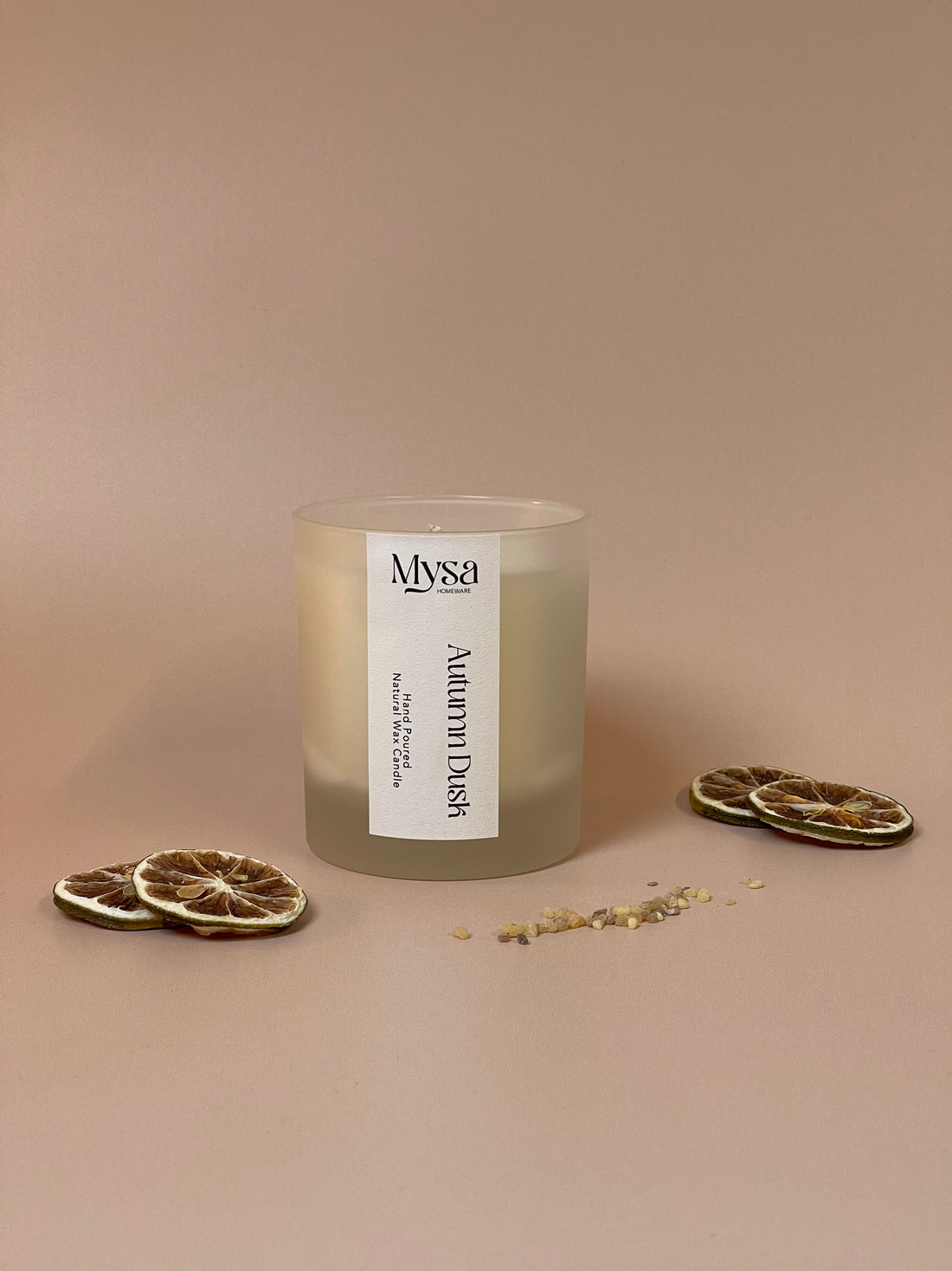 Autumn Dusk luxury scented candle in gift box, with natural wax and frankincense &amp; bergamot fragrance.