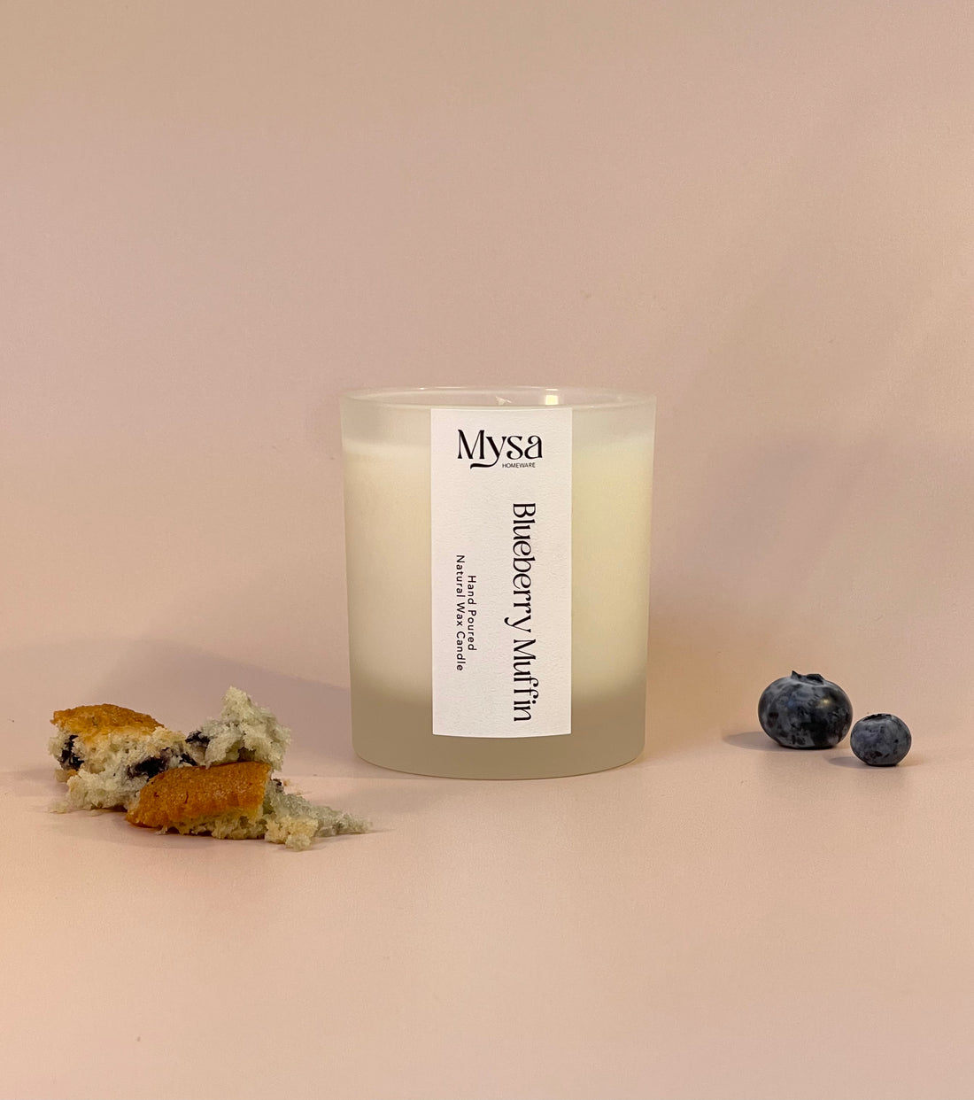 Blueberry Muffin luxury scented candle in gift box, with natural wax and blueberry and vanilla fragrance.