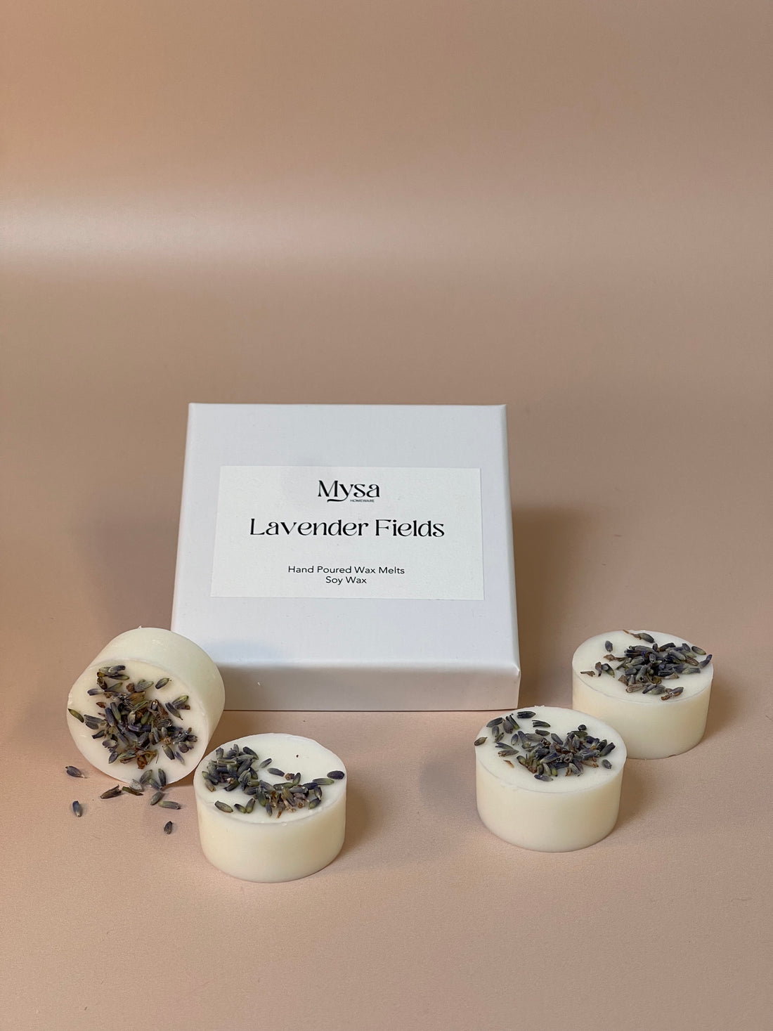 Lavender Fields luxury scented wax melts in gift box, with soy wax and lavender fragrance.