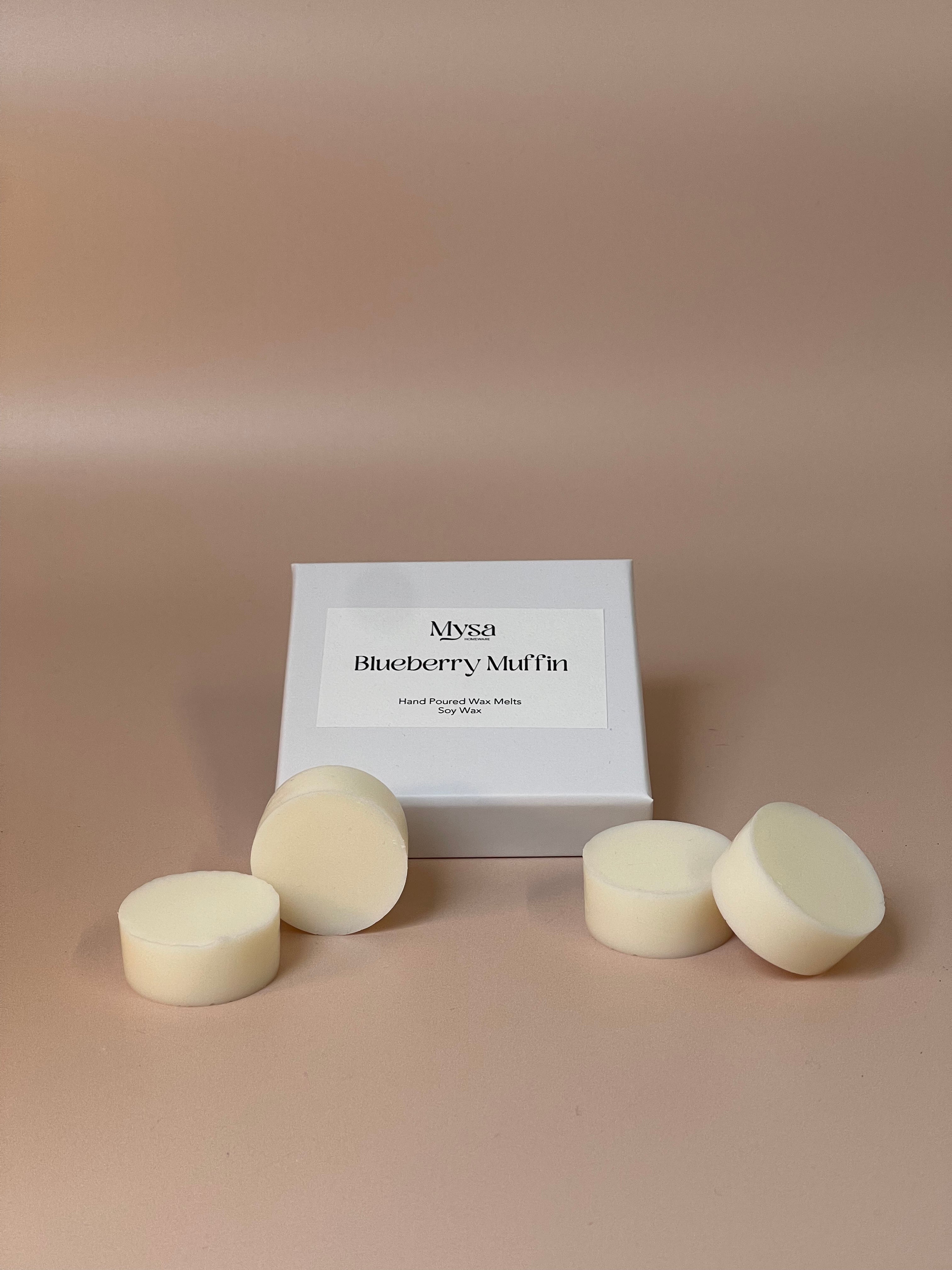 Blueberry Muffin luxury scented wax melts in gift box, with soy wax and blueberry and vanilla fragrance.