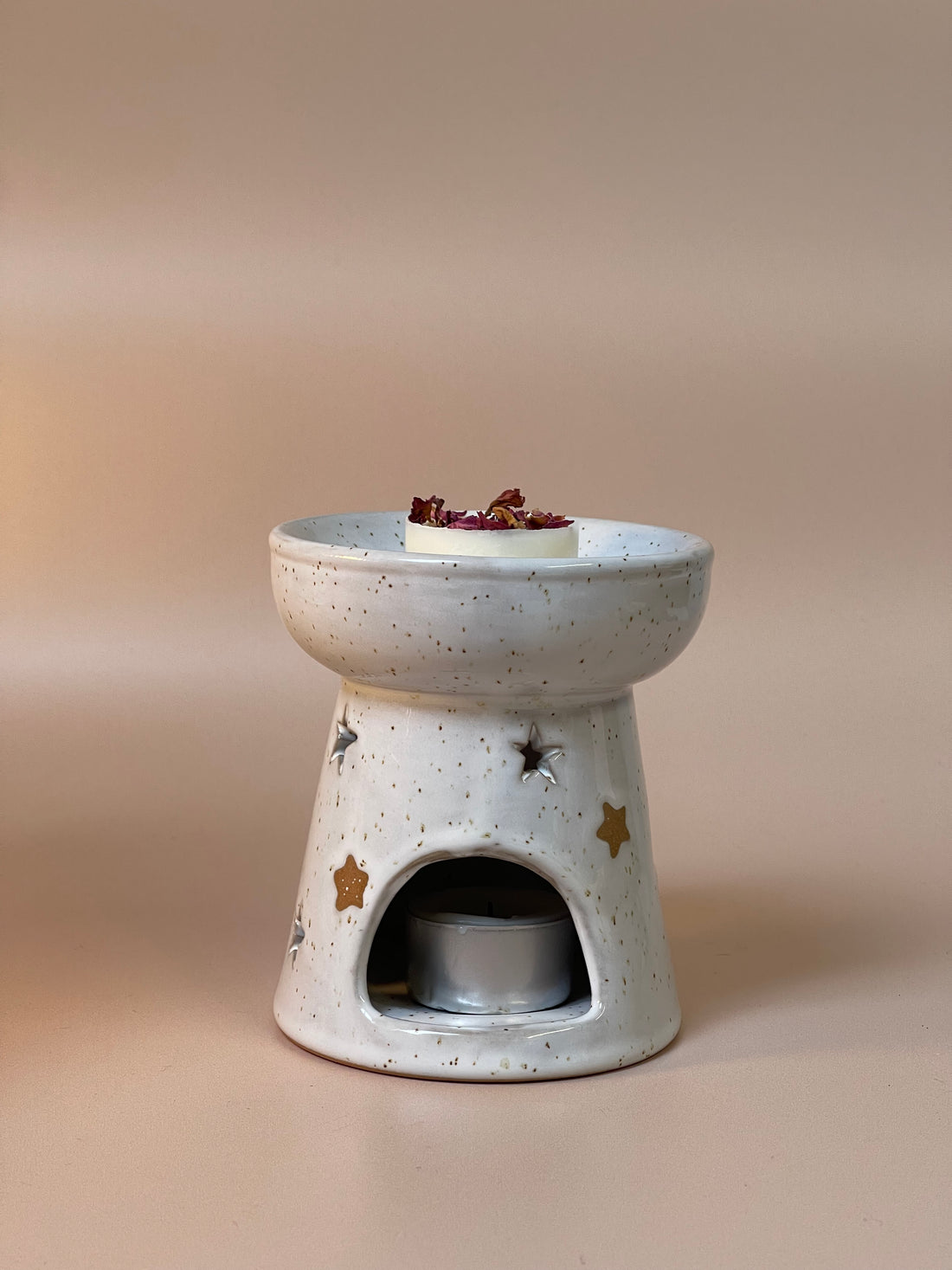 Starry-themed wax melt burner featuring a celestial design, perfect for melting wax melts and infusing your space with luxury fragrances.