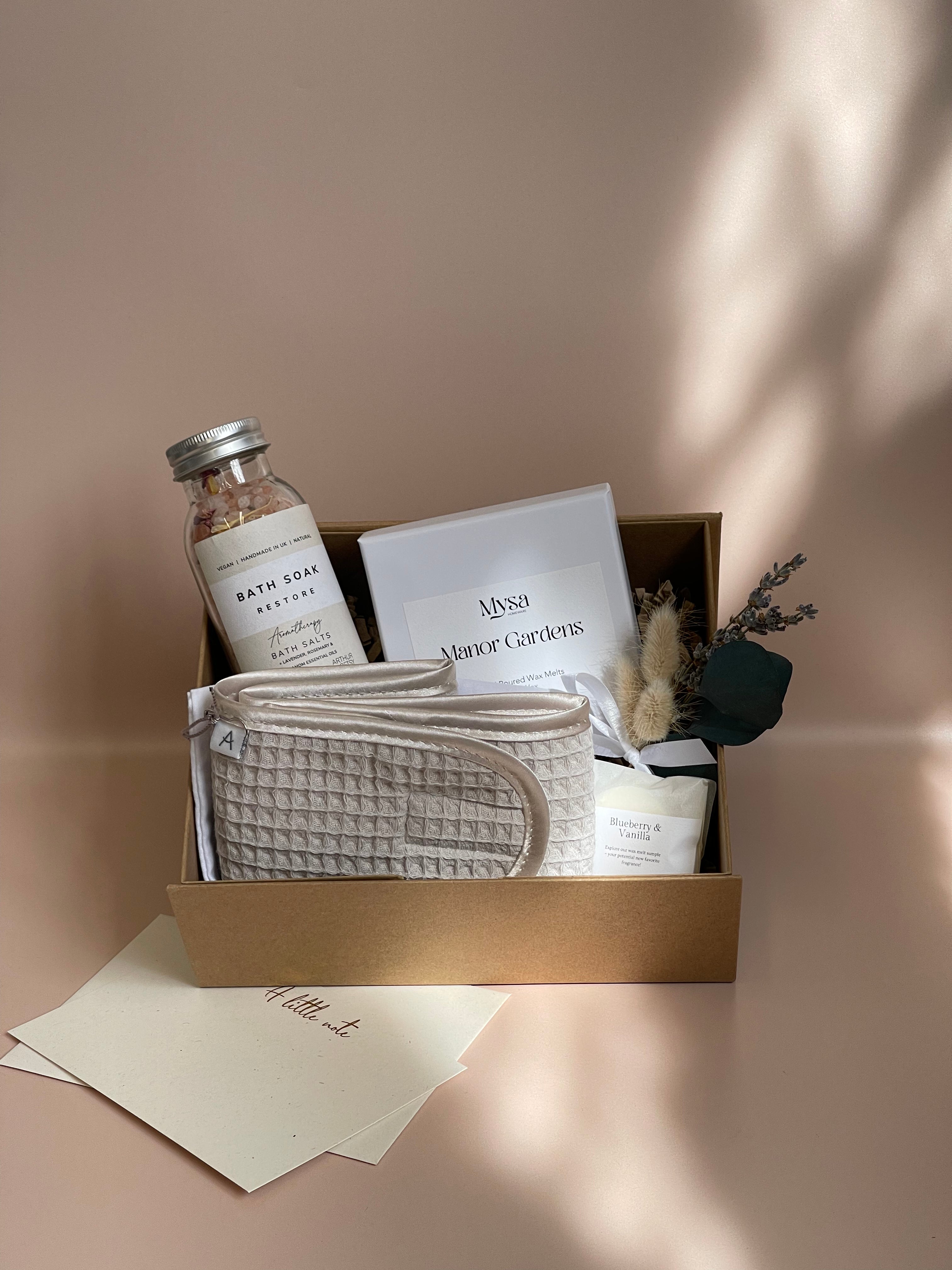 Wellbeing gift set featuring curated items to promote relaxation and self-care, ideal for gifting or personal indulgence.