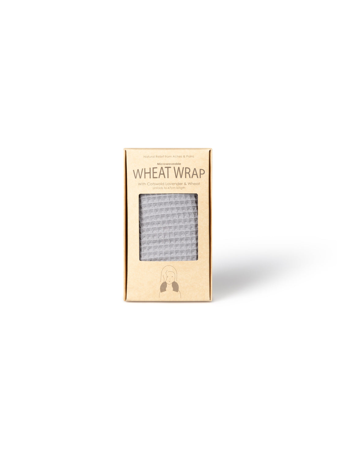 Grey wheat wrap by Chalk, designed for heating or freezing to provide soothing relief for aches and pains.